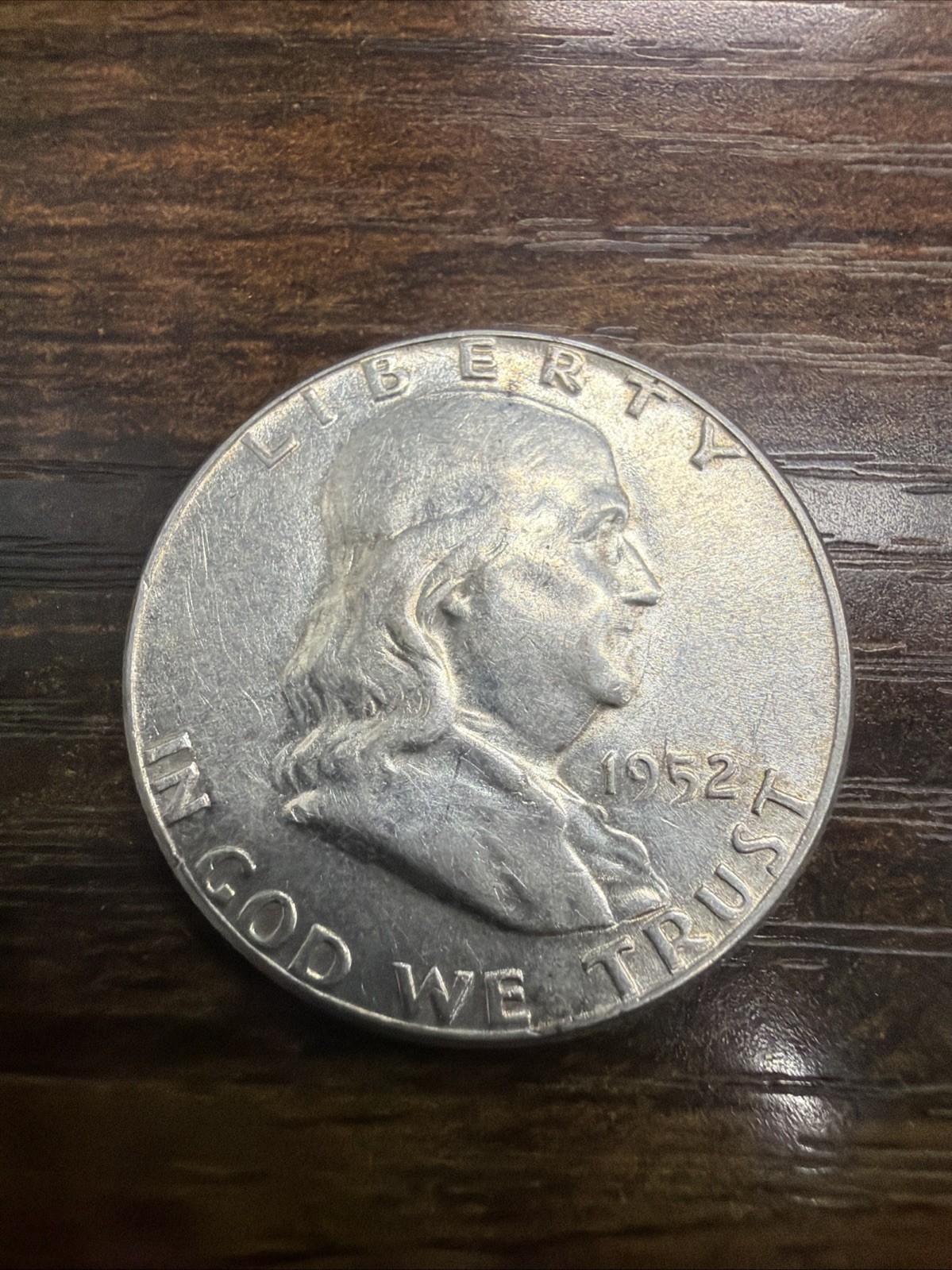 1952 Franklin Half Dollar Actual Coin. Higher grade Coin Very Fine