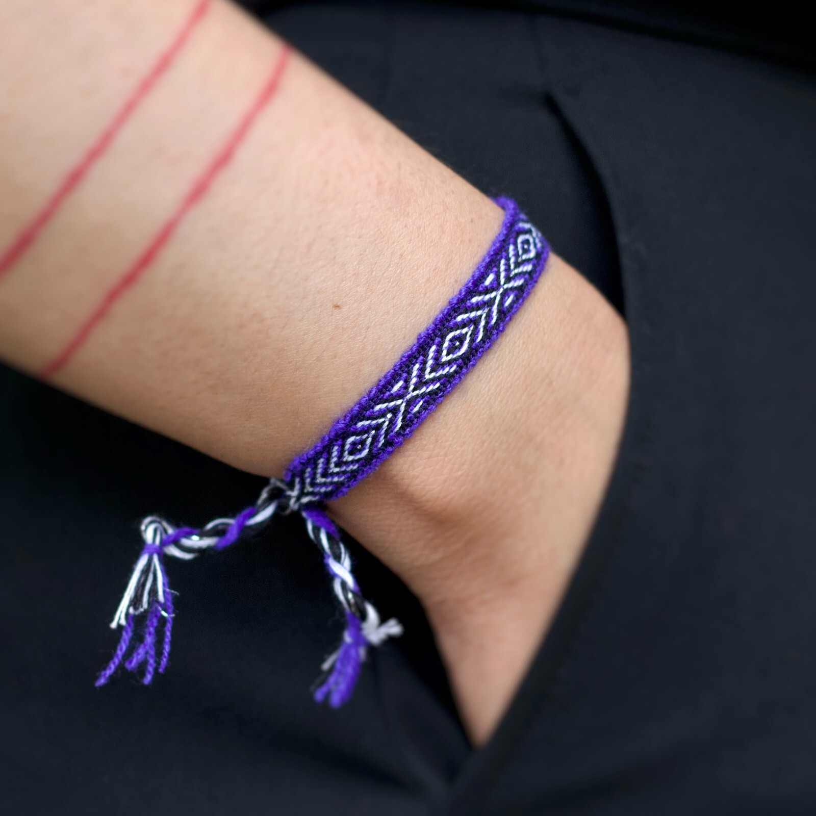 Dark Periwinkle Boho Woven Bracelet, Cloth Bracelet, Dainty Slim Stackable