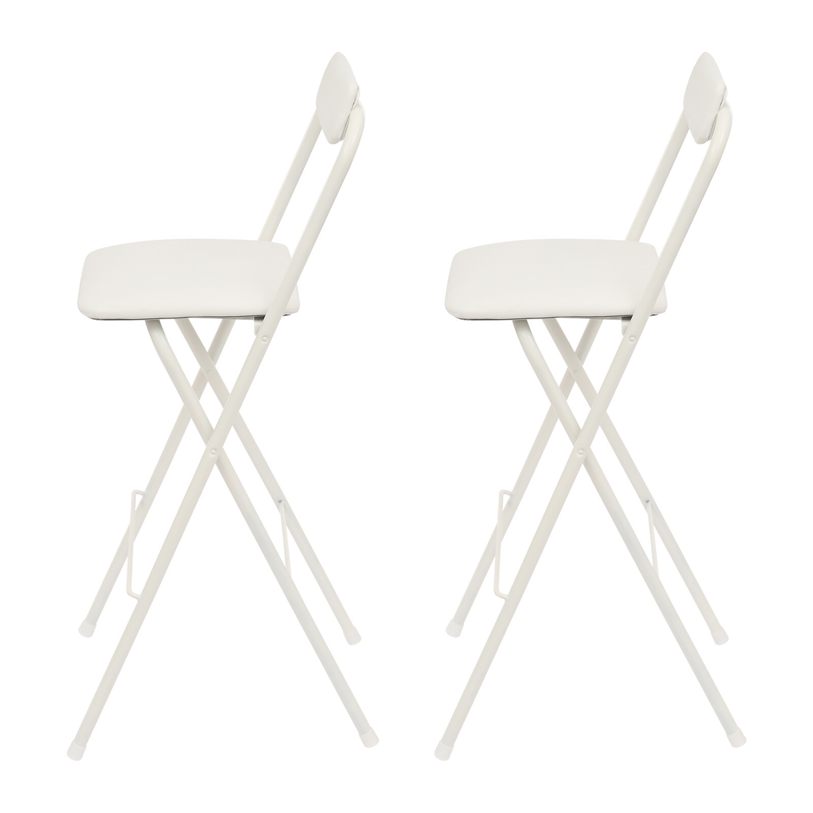 2PCS Modern Foldable Bar Chair, Tall Folding Chair, Portable Folding Stool White