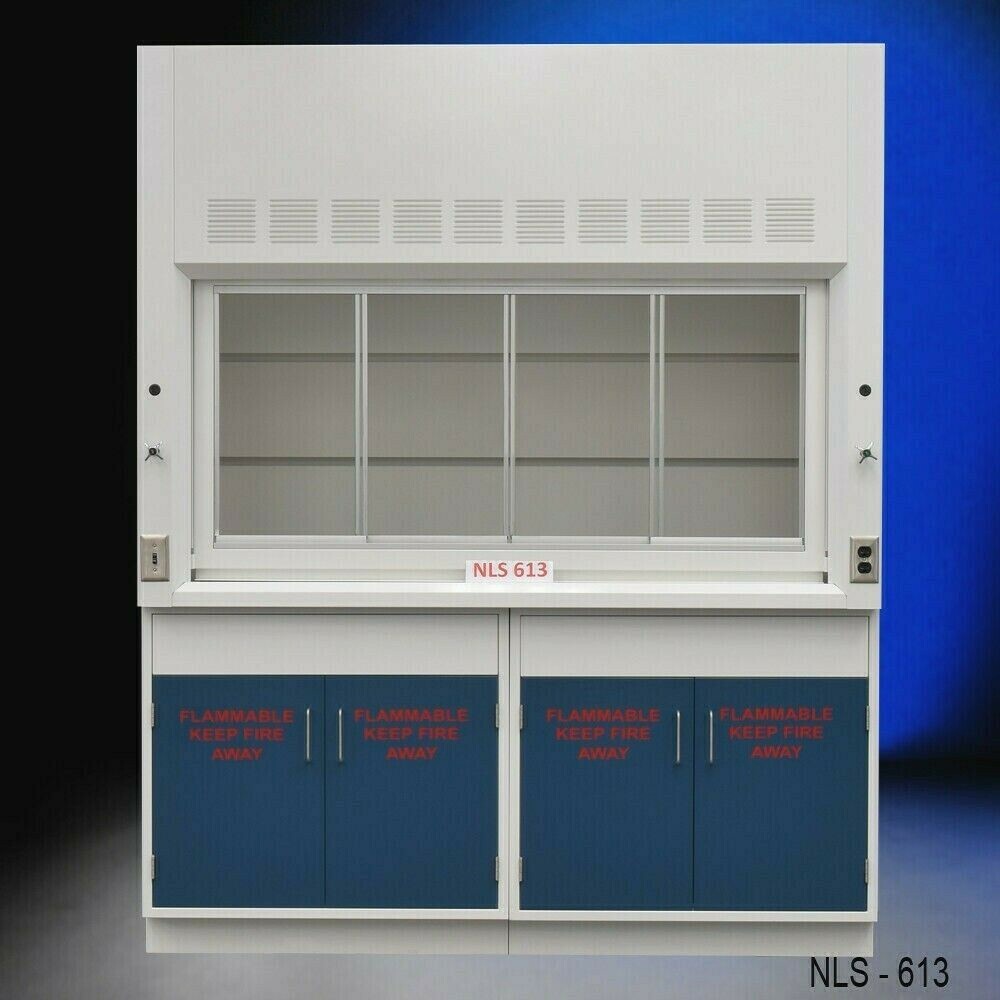 Fisher American 6' Laboratory Fume Hood w/ Flammable Blue Door Storage /  E1-048