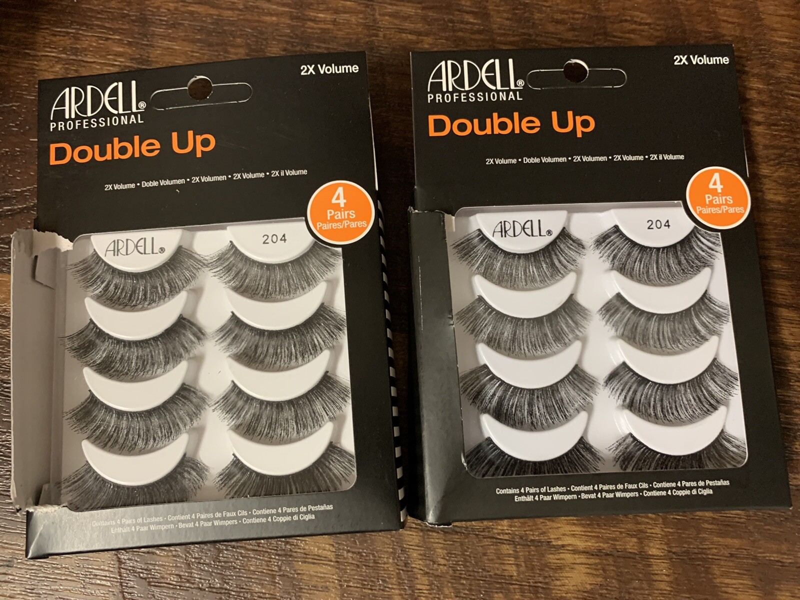 New Lot Of 2 Ardell Double up 2x volume 204 Contains 4 pairs.  Ea. DAMAGED BOX
