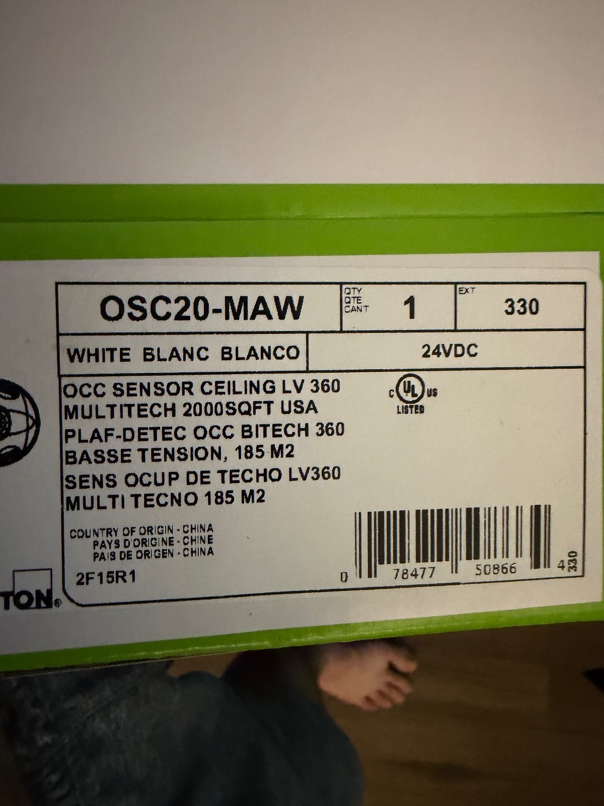 Leviton OSC20-MAW MultiTech Ceiling Mount Sensor 360 Degree 2000 Sq. Ft. White