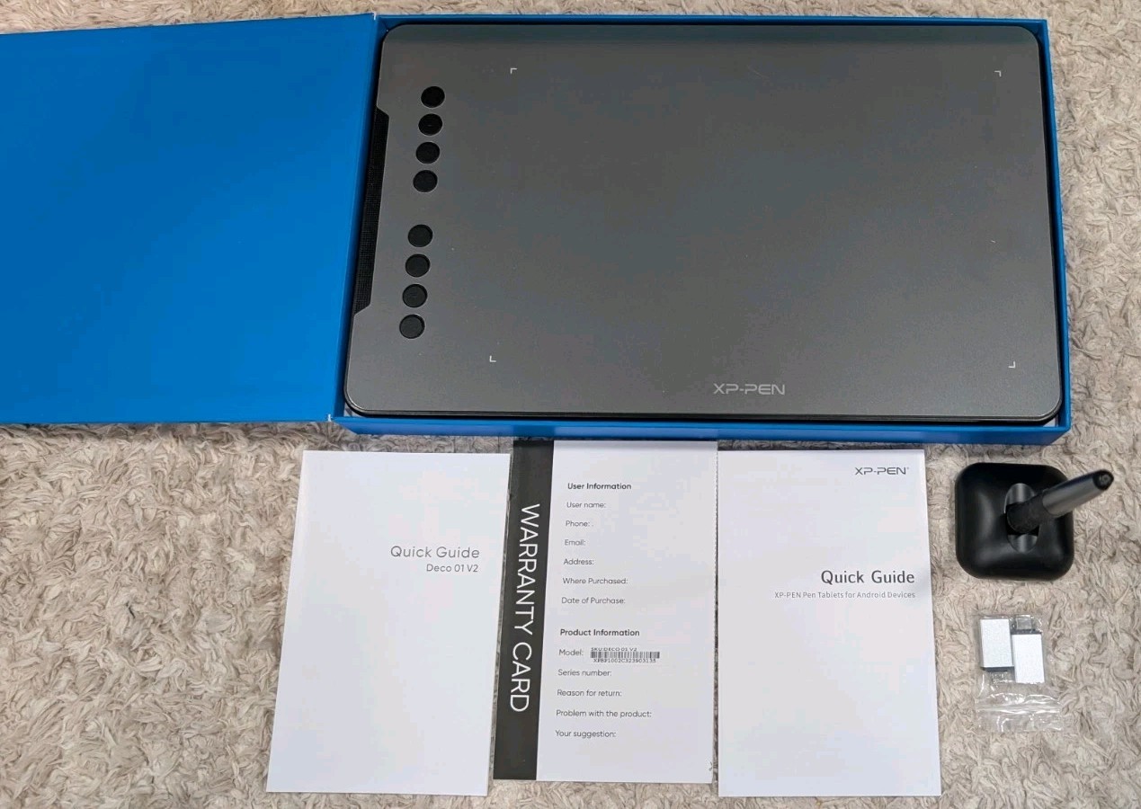 Drawing Tablet Box Pen & Manuals XP-Pen Deco 01 V2 Interactive Writing