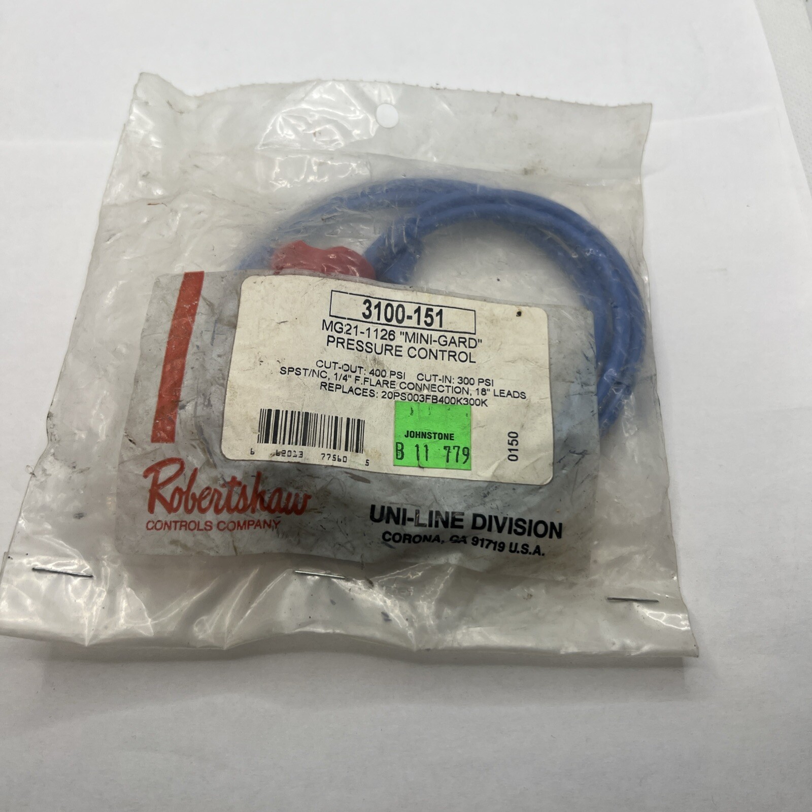 ROBERTSHAW 3100-151 MINI GUARD PRESSURE CONTROL