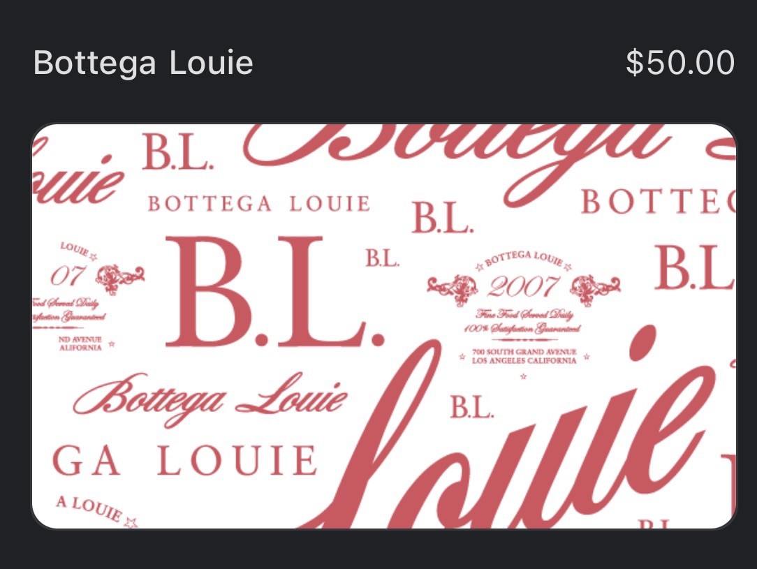 Bottega louie LA  los angeles  restaurant Gift Card - $50