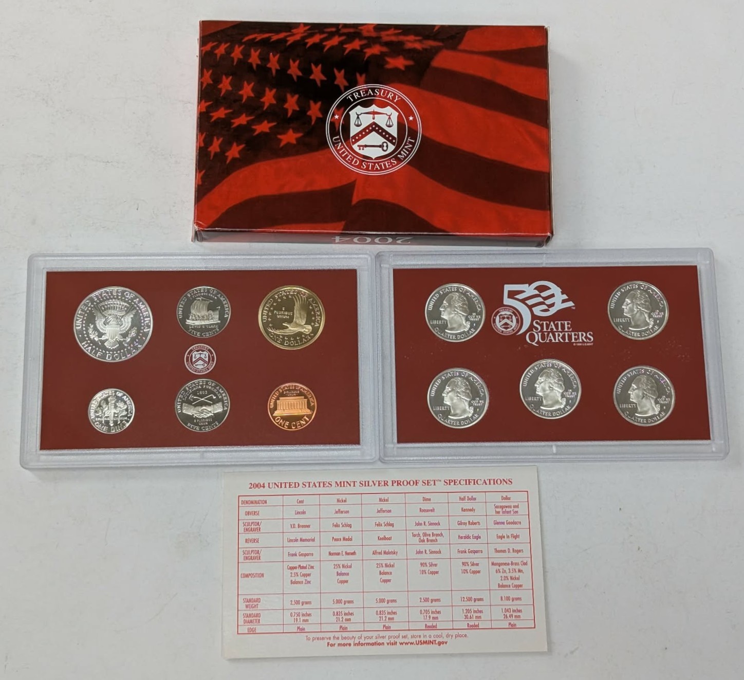 2004 S US Mint Silver Proof Set 11 Coins With OGP & COA