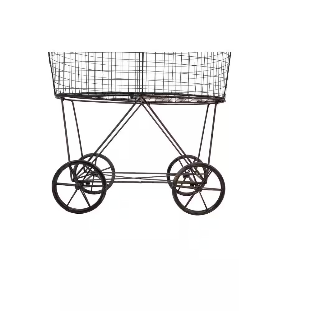 Vintage Metal Basket with Wheels