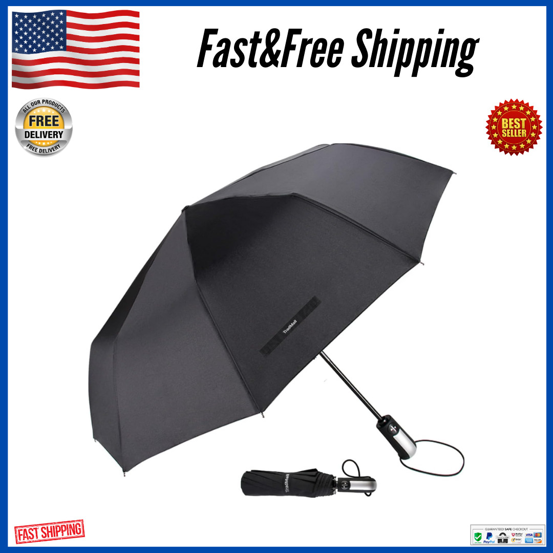46" Large Umbrella Automatic Open & Close, Anti-UV & Windproof Fiberglass Ribs..