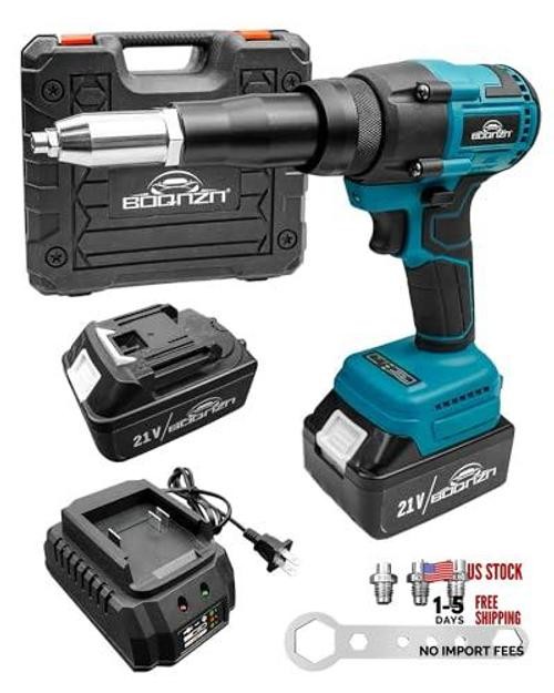 Cordless Rivet Gun with Charger and 2 Batteries | Electric With battery and box