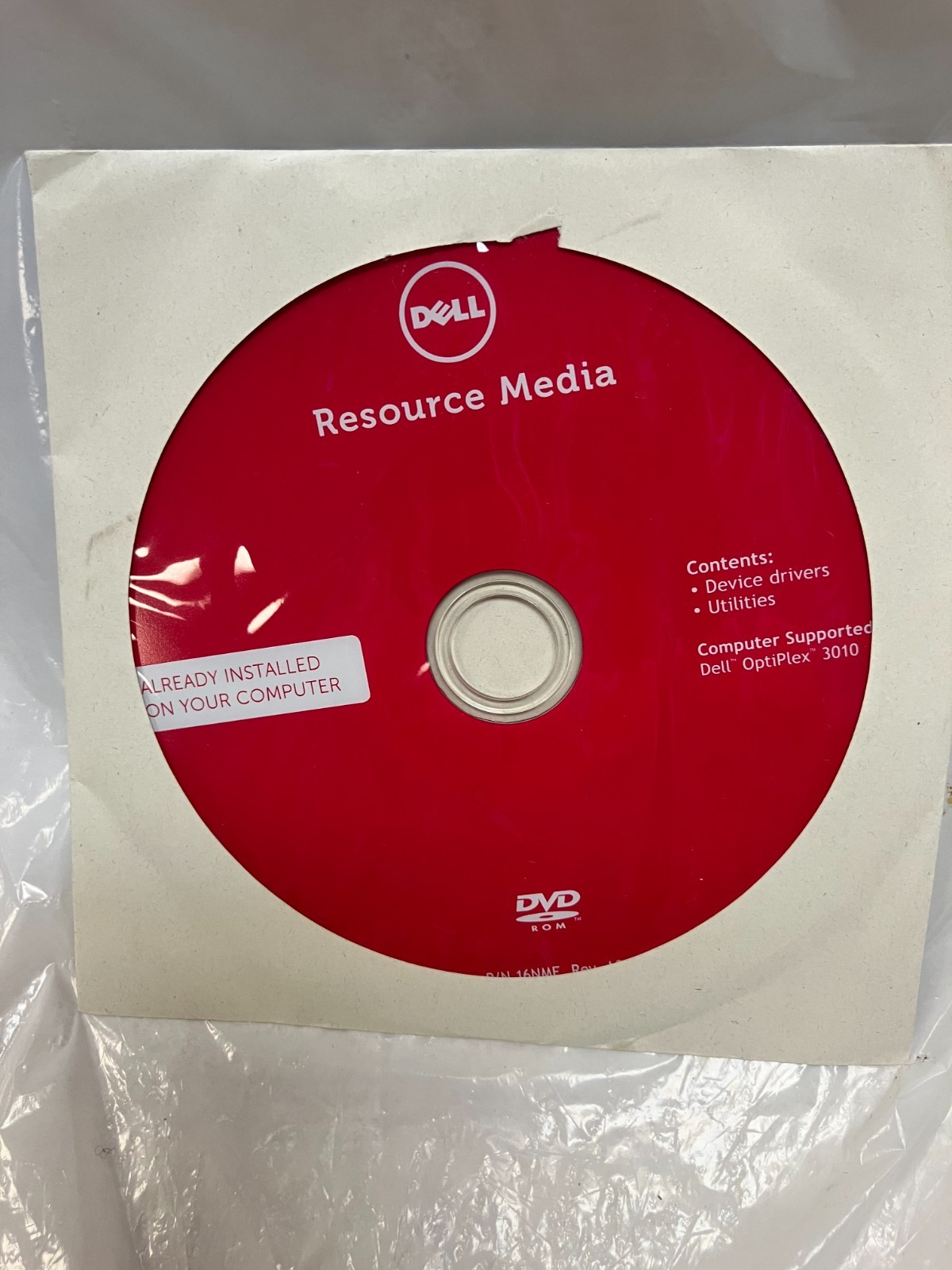 Dell 16NMF RESOURCE MEDIA DRIVERS Reinstall DVD Disc for OPTIPLEX 3010, NEW