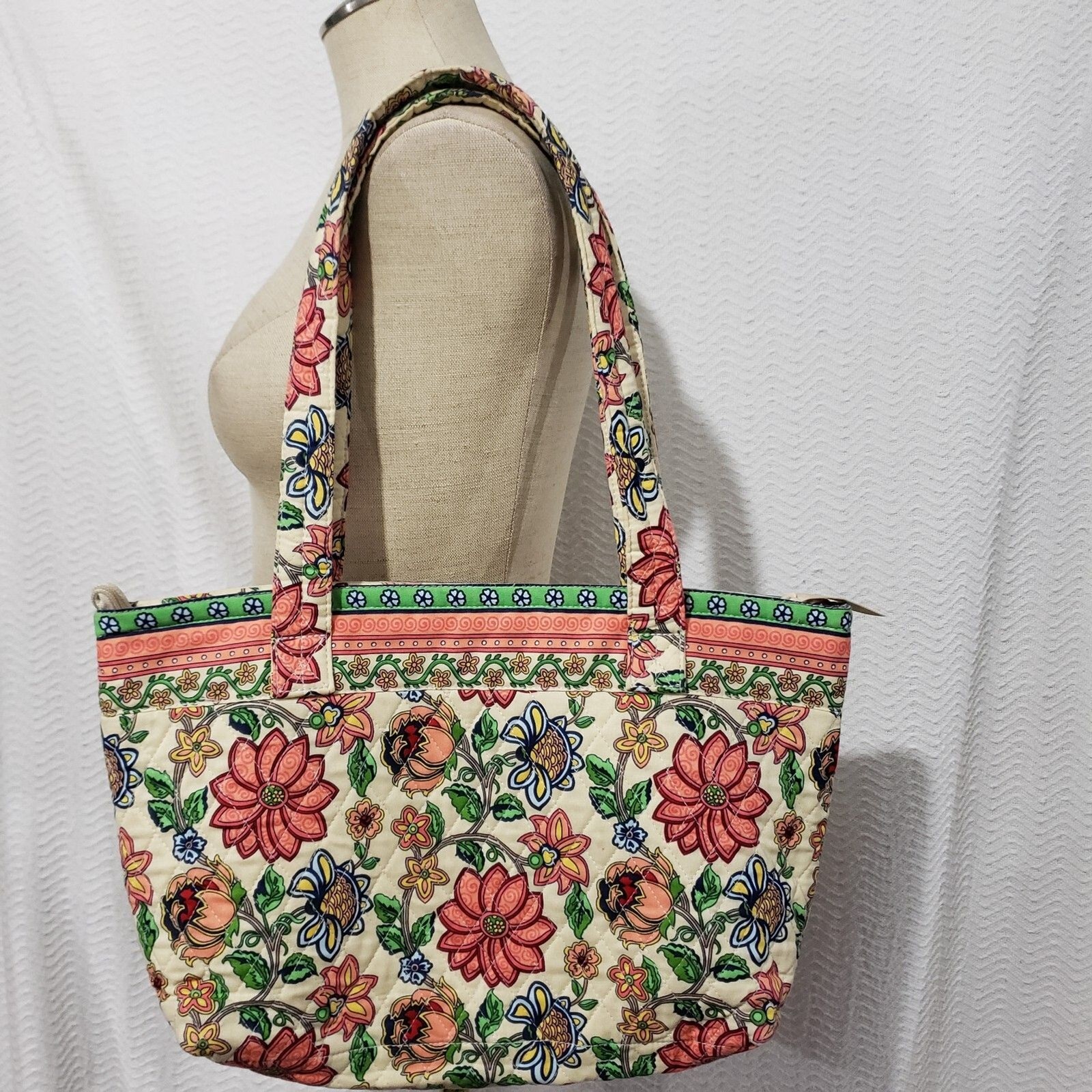 Multicolor Floral Light Cotton Shoulder Bag Zip Closure
