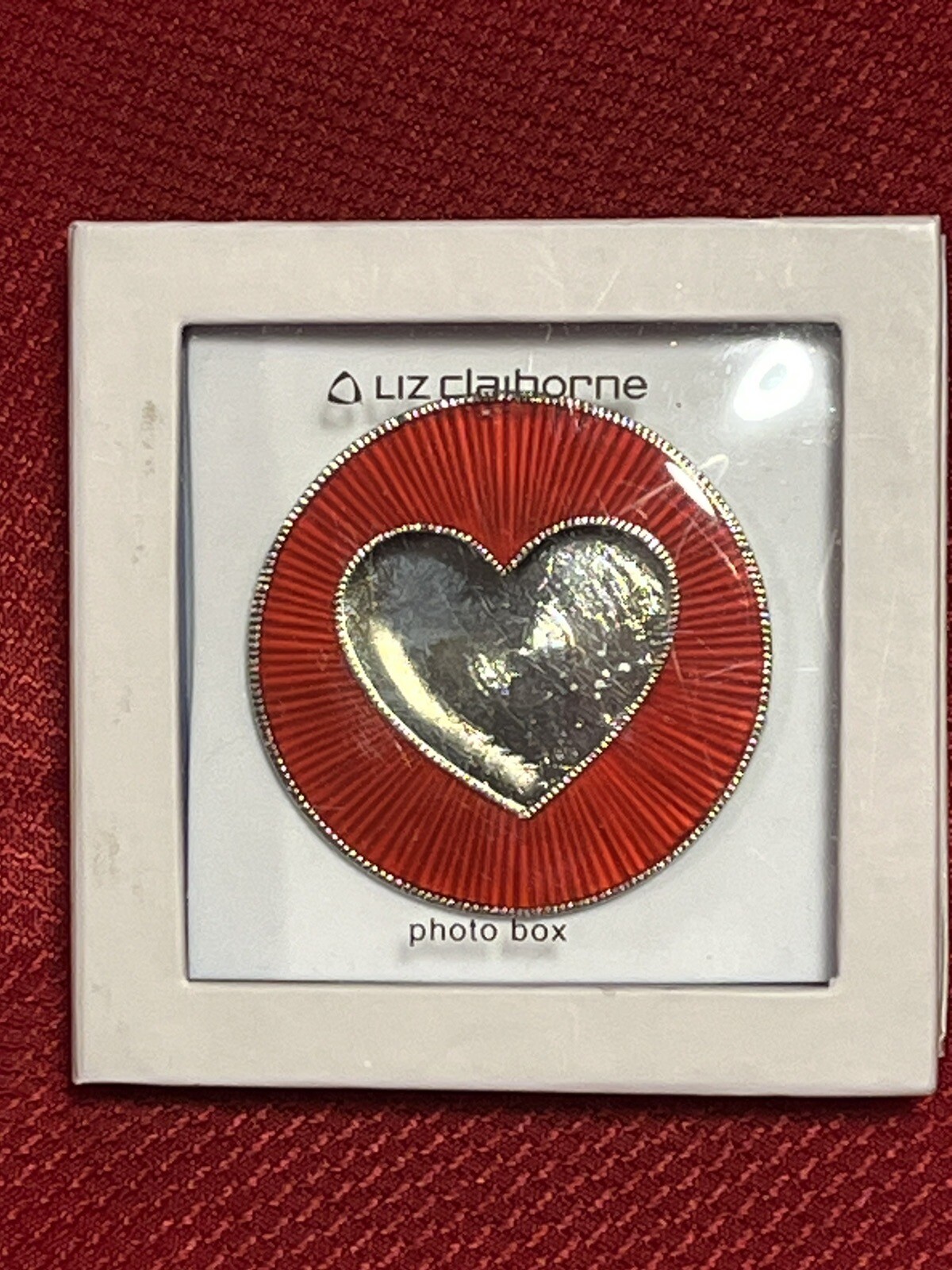 Liz Claiborne Heart Photo Box Trinket Box