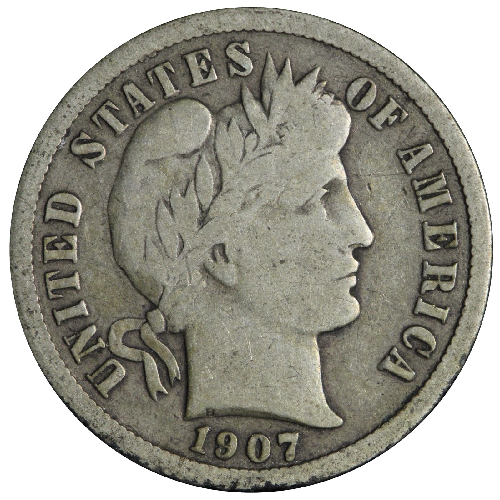 1907-S Barber Dime Nice Circulated VG/FINE! Complete Your Album!