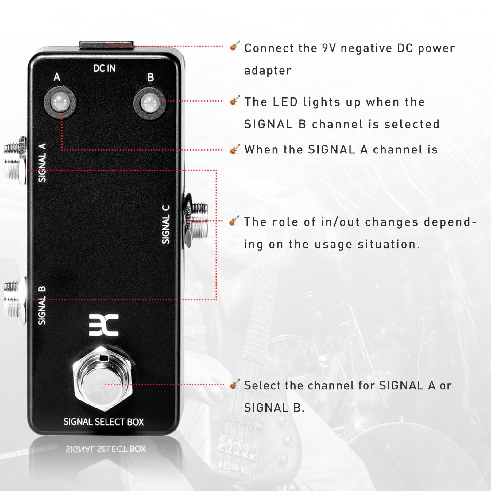 EX Signal Line Select A/B Box AB Switch Pedal without Power Pack, Black