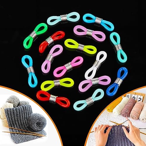 DQITJ 16 Pack Knitting Needle Stopper Hugger Stitch Stopper Minder (Colors May