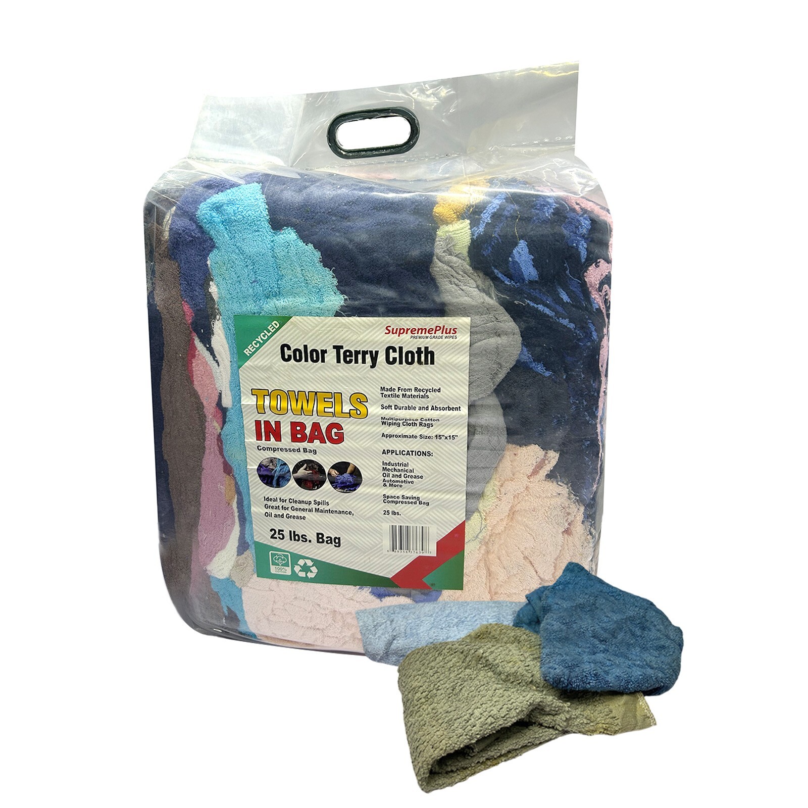 Recycled Color Terry Towel Cleaning Rags-25 lbs. Bag Multipurpose Cleaning Towel