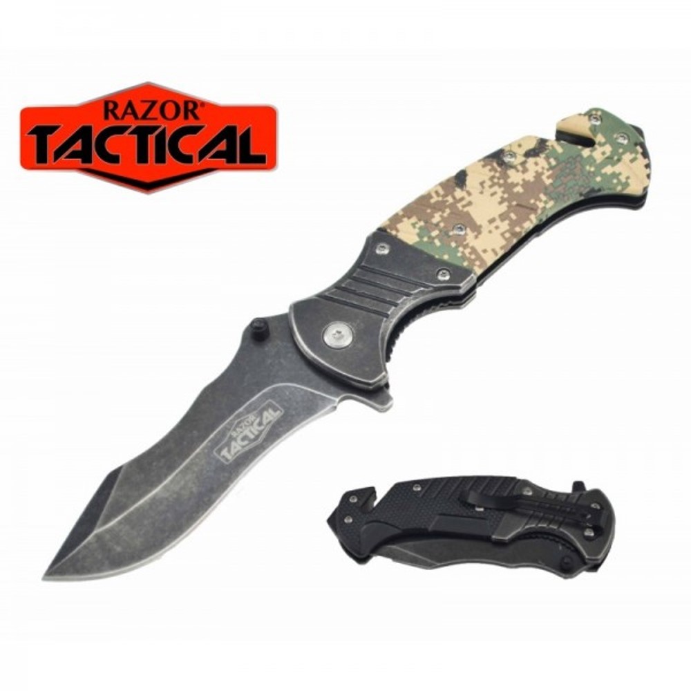 Razor Tactical Stone Wash & Digital Camo Assisted Opening Knife - FAST SHIPPING