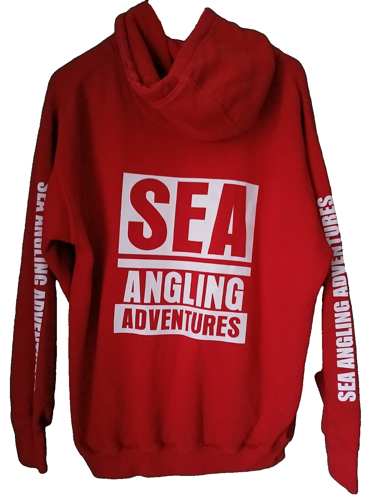 Sea Angling Adventures Hoodie Red Size UK Large Chris Fisher