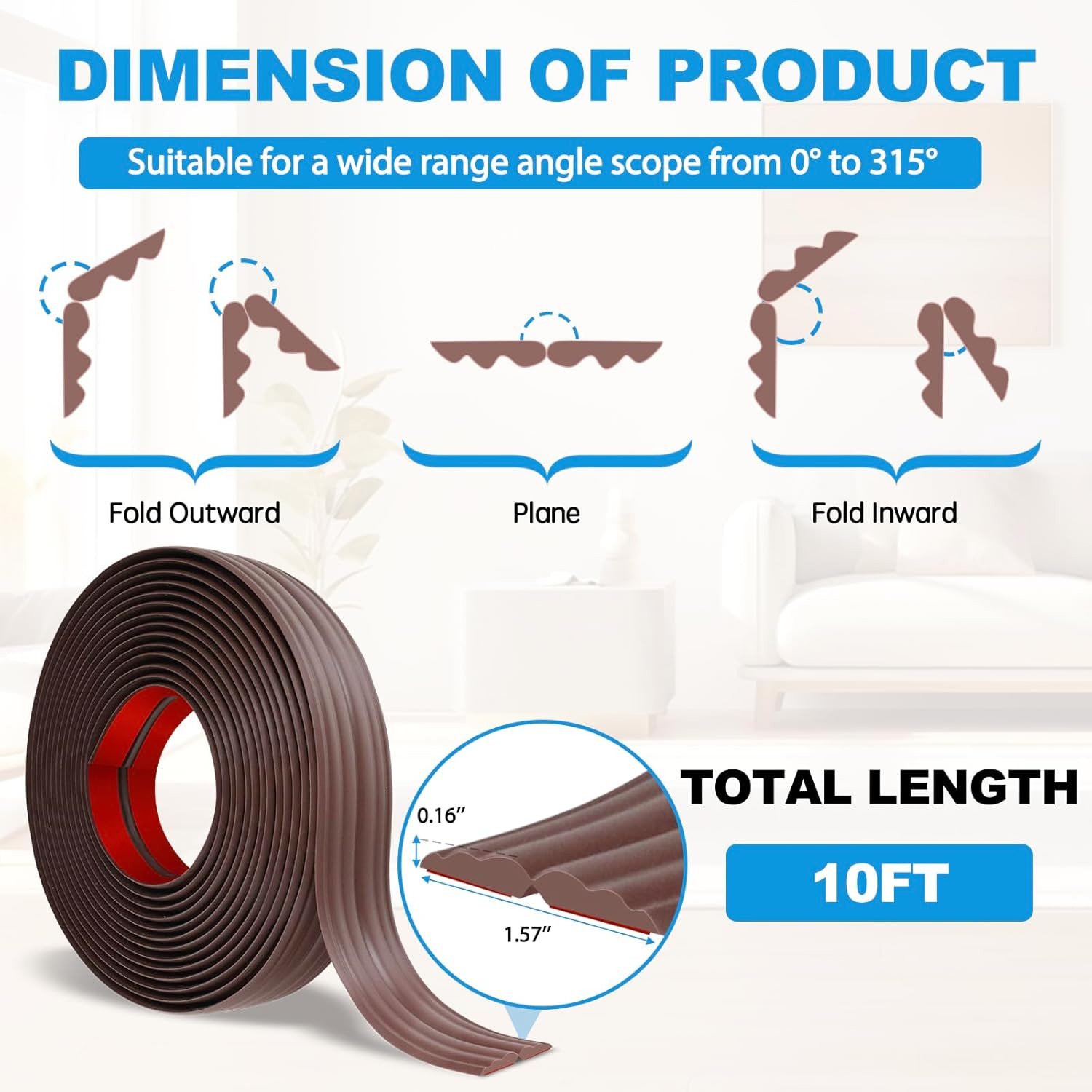 Wall Corner Protector Peel and Stick Corner Trim Molding Flexible inside & outsi