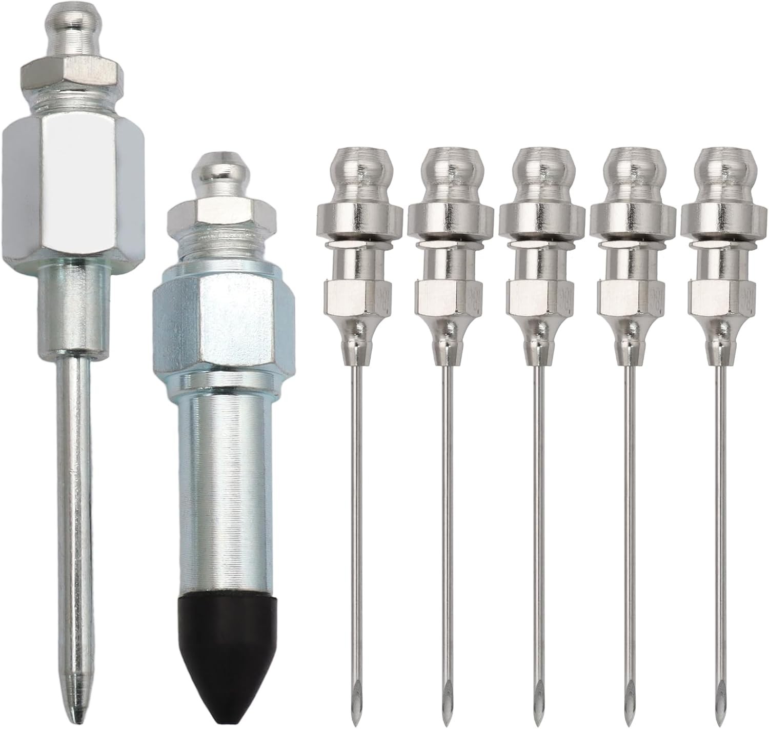 7PCS Grease Gun Needle Accessory Kit, Including 5 Nozzles + 1 Dispenser + 1 Rubb