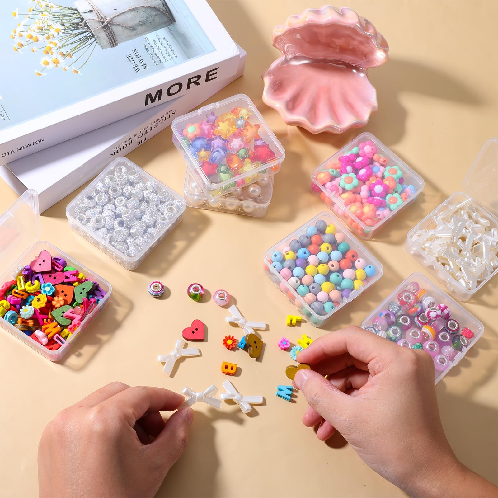 120 Pcs Mini Plastic Storage Containers Box Lid 3 x 3 1 Inch Clear Rectangle