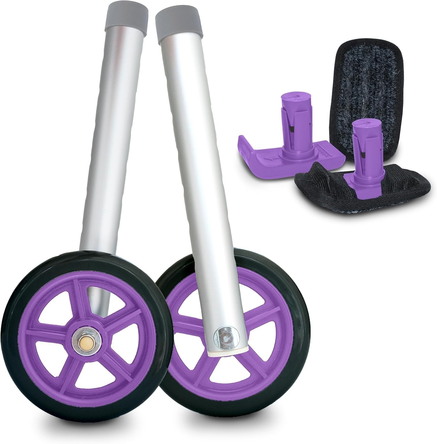 5 Inch Sport Wheels and FlexFit Walker Ski Glides Purple