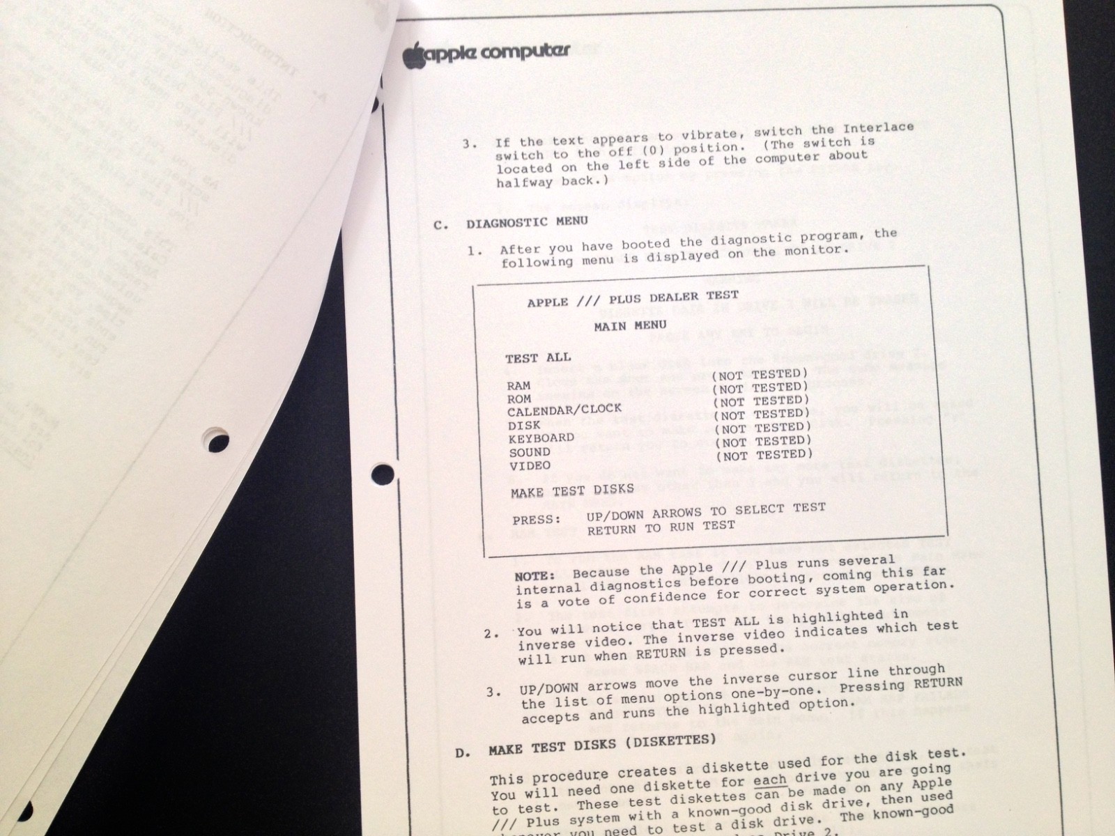 Apple III Plus Diagnostic Program / Apple III Home Computers