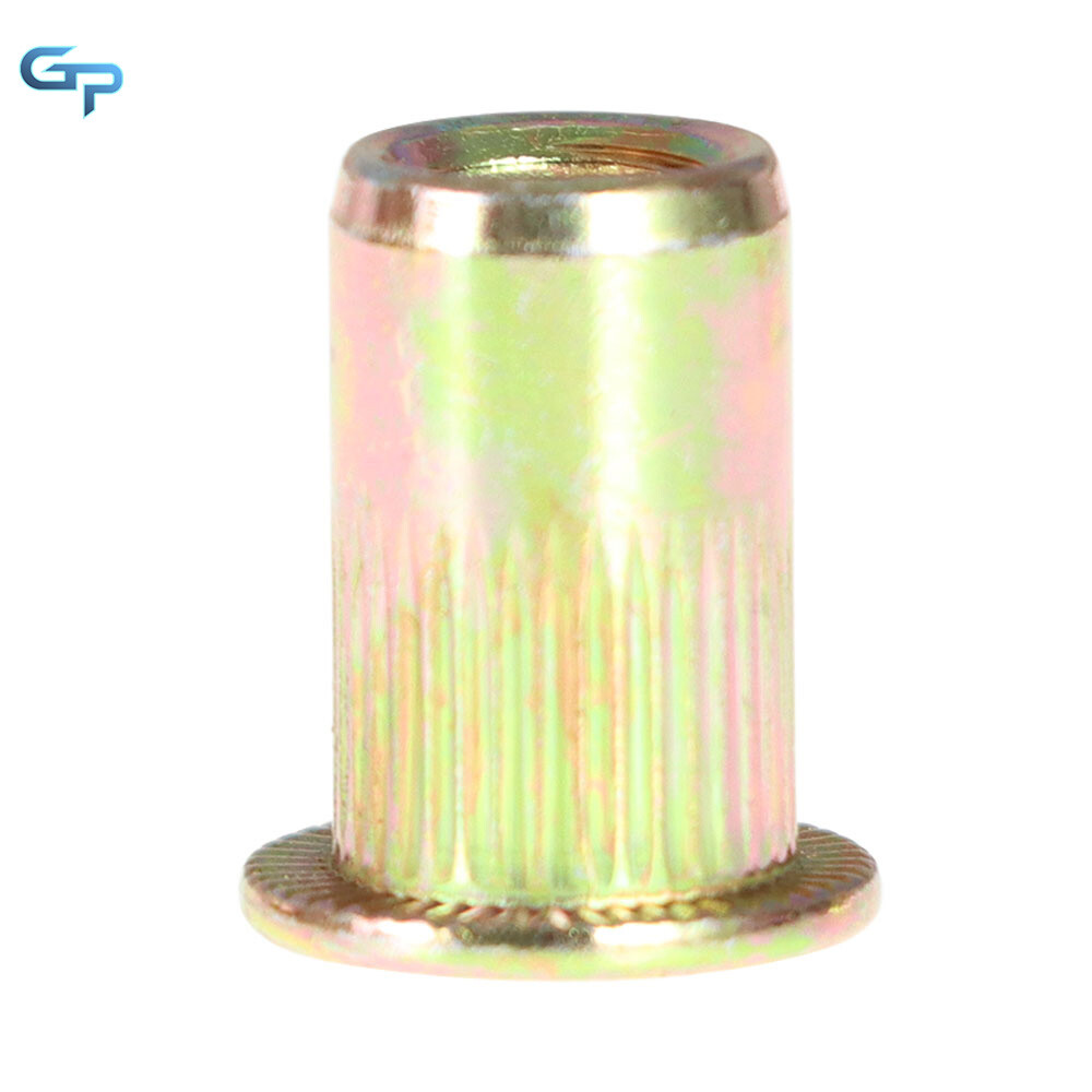 M6 Metric Carbon Steel Rivet Nut Flat Head Threaded Insert Nutsert 100 Pack