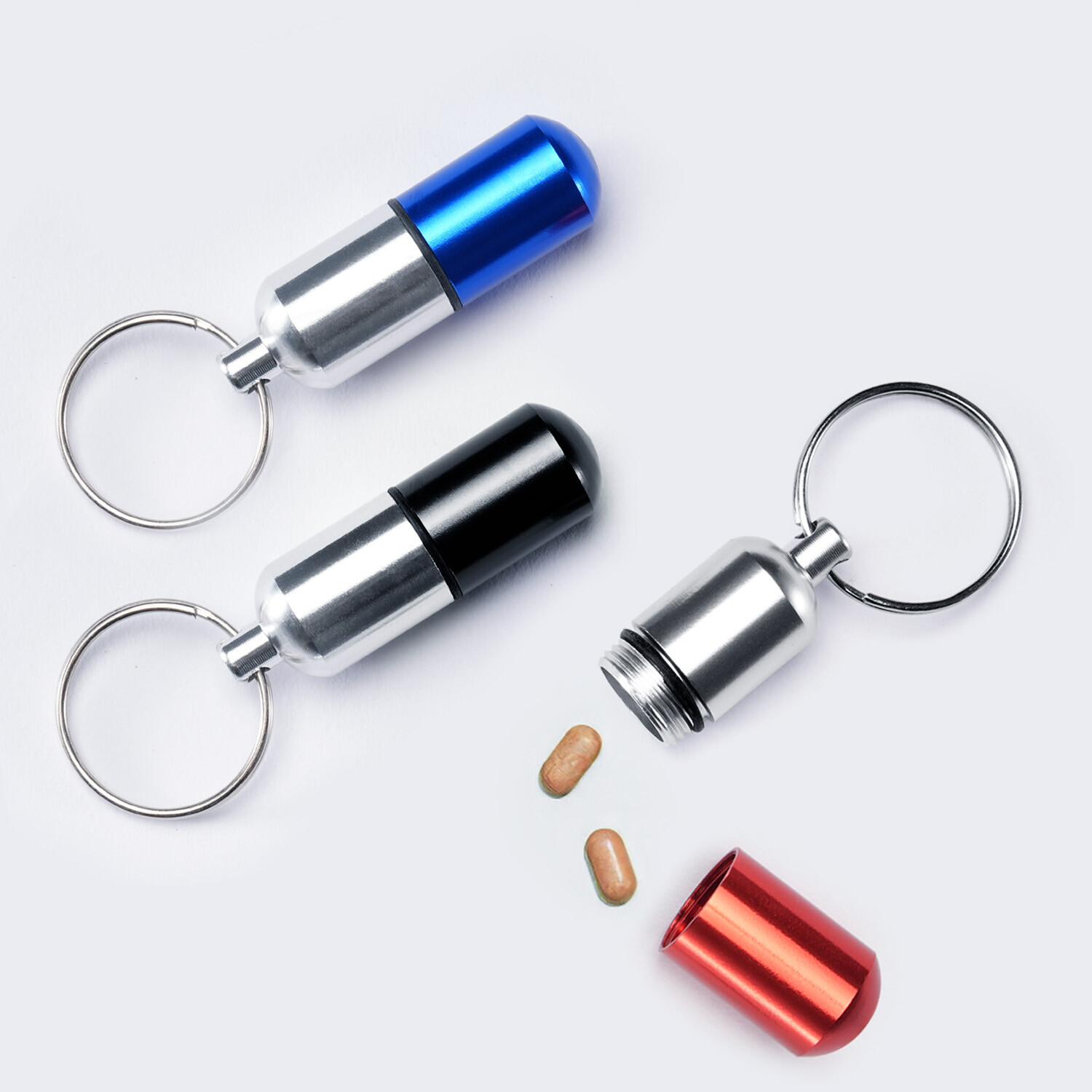 Exquisite Mini Waterproof Metal Medicine Pill Box Holder Container Keychain