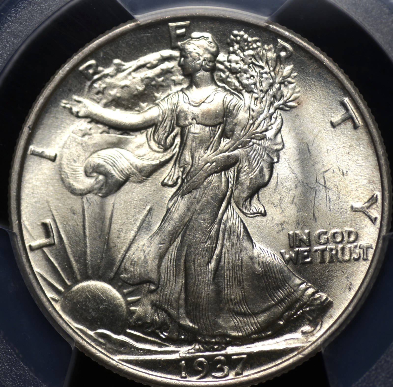 1937 WALKING LIBERTY HALF PCGS MS 64 GREAT SILVER SATIN MINT BLOOM OVER A FULL