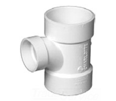 Charlotte Pipe PVC004011400 3" Hub x 2" Hub PVC DWV Sanitary Reducing Tee