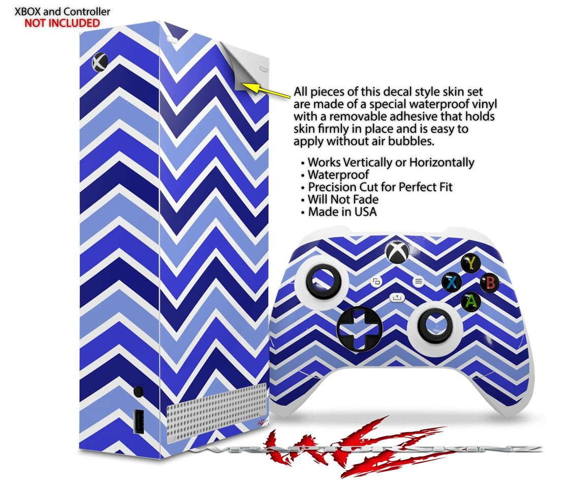 Skin Wrap for XBOX Series S Console Controller Zig Zag Blues