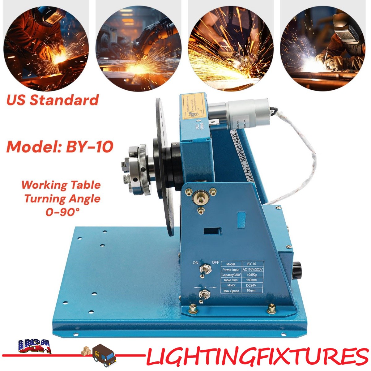 10KG Rotary Welding Positioner Turntable Timing 220mm Chuck Foot Switch 110V