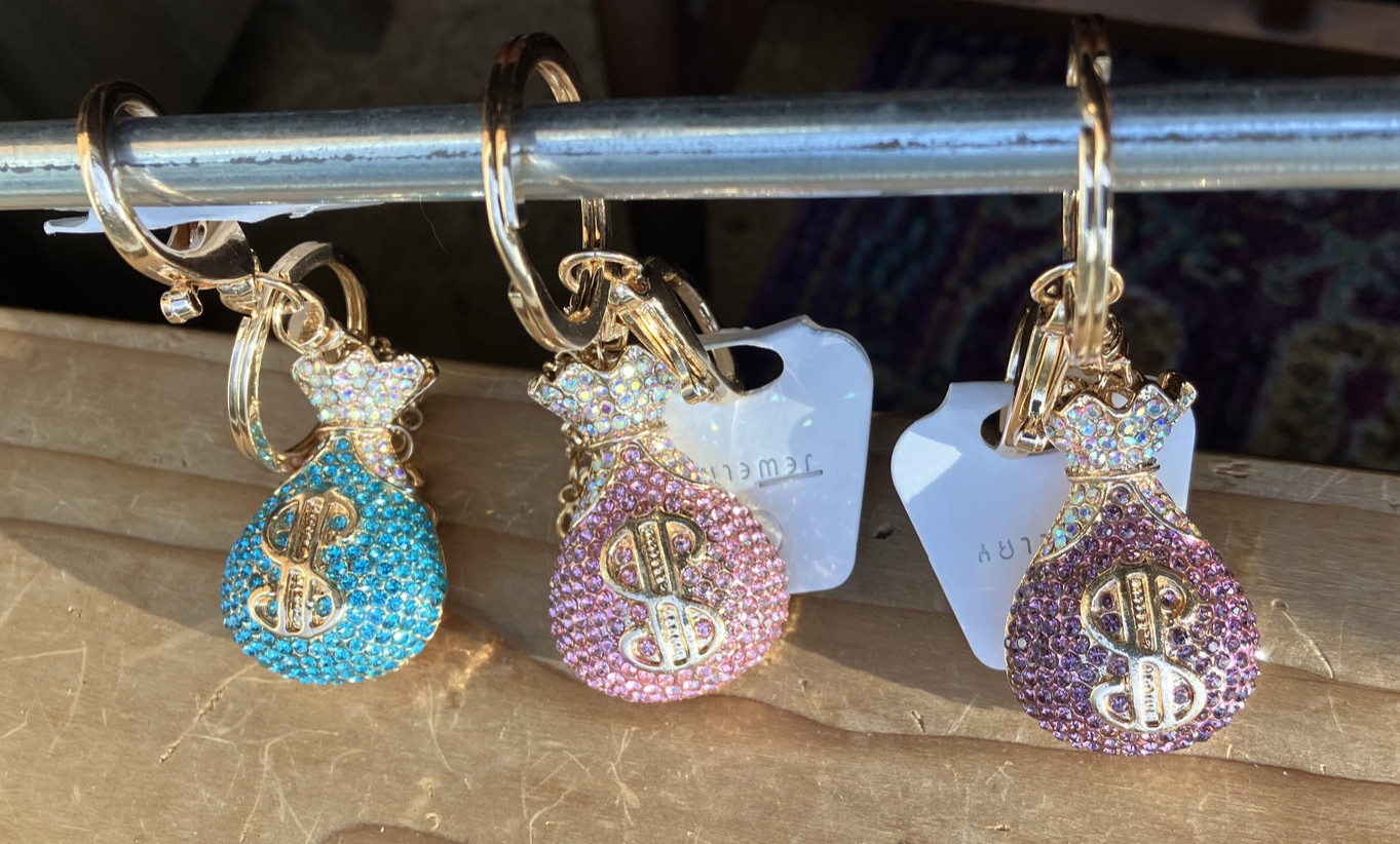 Sparkly Money Bag Dollar Sign Keychain Bag Clip Charm NEW - 3 Colors - US SELLER