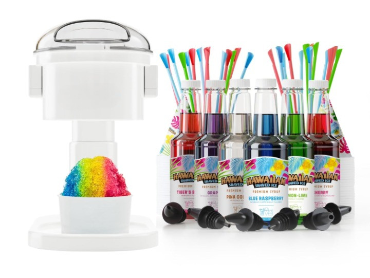 Kit Máquina de Granizados con 6 Sabores, Vasos, Pajitas y Accesorios, Nuevo
