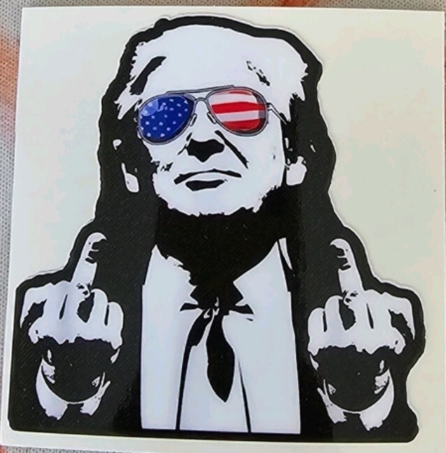 Donald Trump Middle Finger sticker Waterproof Outdoor Vinyl Decal 3in x 4in