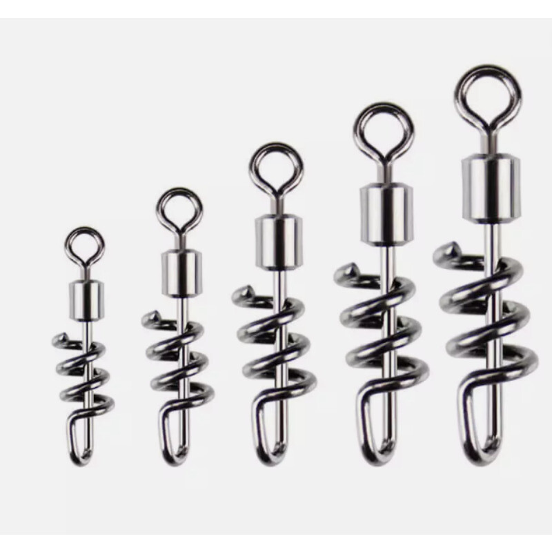 50 Fishing Swivels Corkscrew Snap Swivels Fishing Leader Lure Jig Line Connector