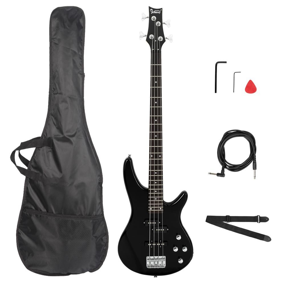 Glarry Black GIB Right Handed 4 String Electric Bass Guitar w/ Gigbag