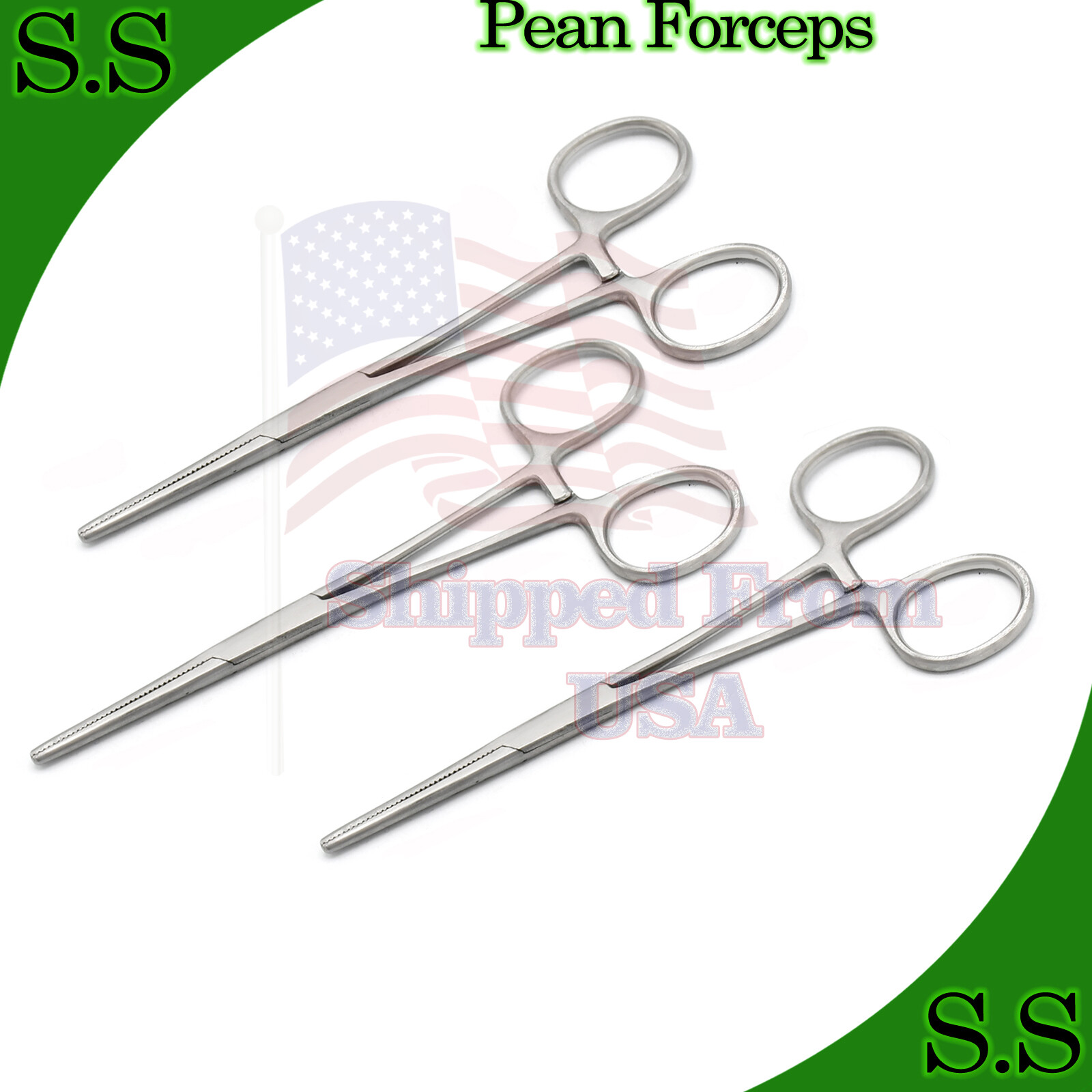 3 PEAN HEMOSTAT LOCKING FORCEPS 7" STRAIGHT