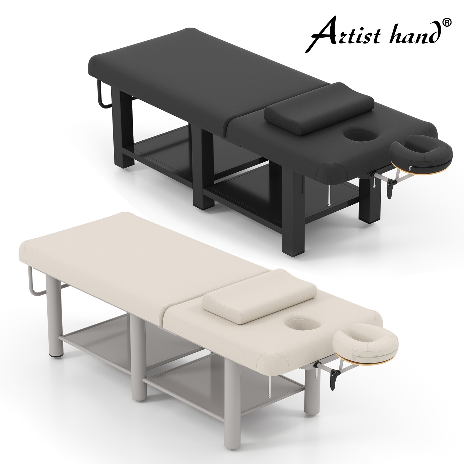 New Black/White Salon Massage Table Facial Bed Heavy Duty Beauty Spa w/Headrest