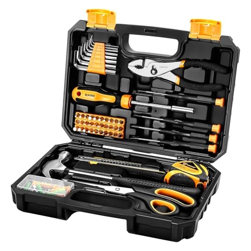 General Household Hand Tool Kit with Plastic Toolbox Storage Case, All 50PCS