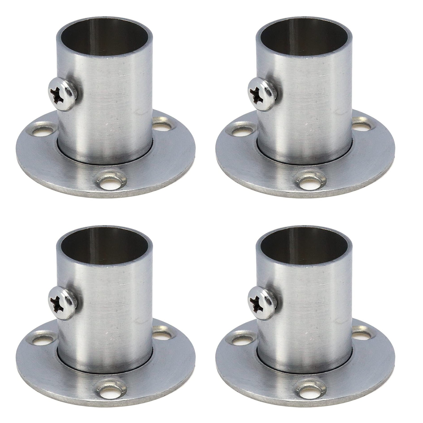 4 Pcs 3/4Inch Stainless Steel Closet Pole Socket Closet Rod Bracket for Wardrobe