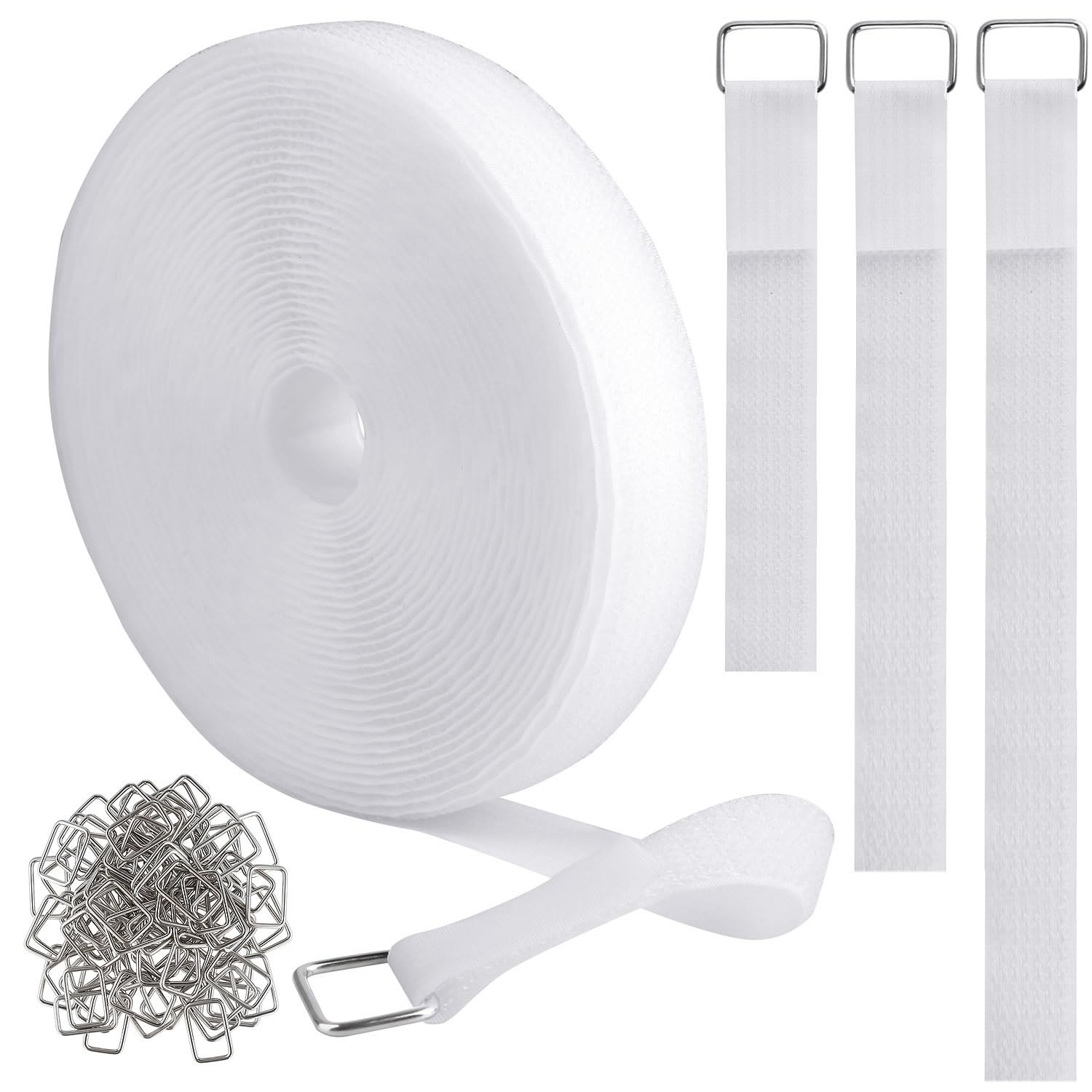 YMCRLUX 1"x32ft Hook and Loop Straps with 50 Metal Buckles, Adjustable Fasten...