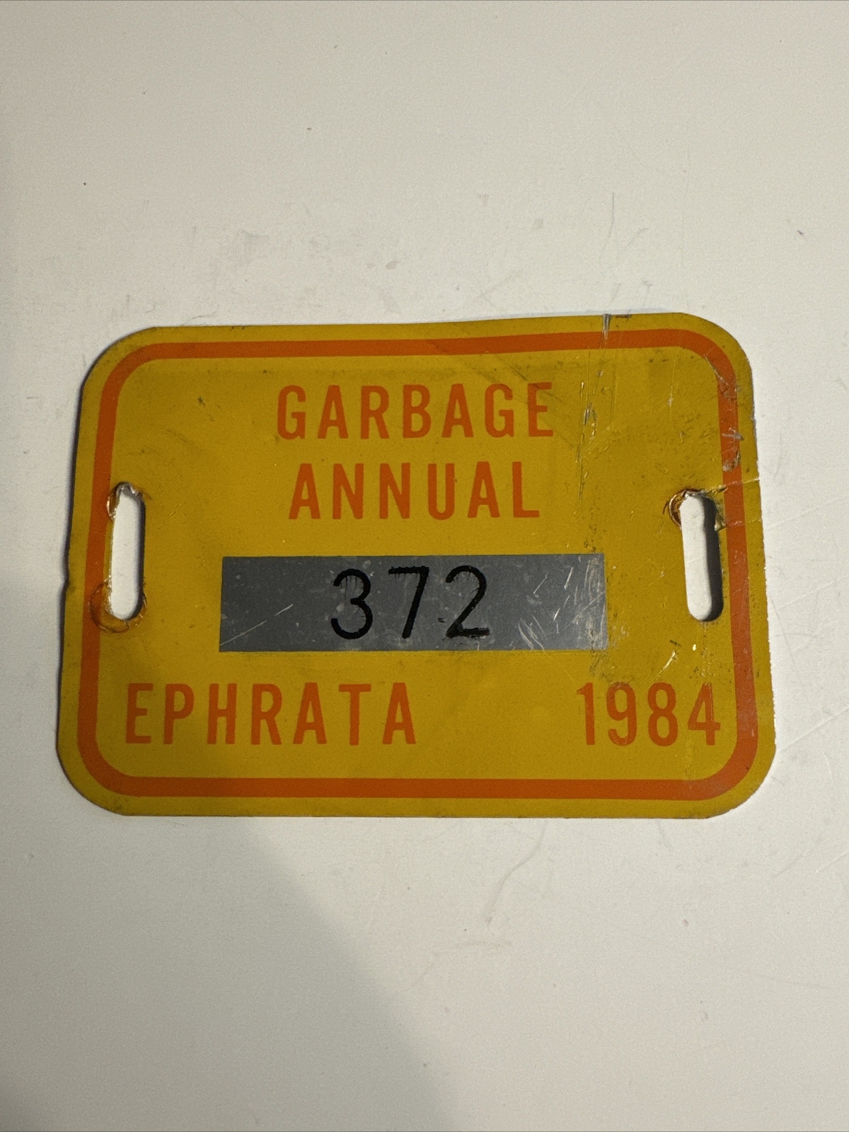 Ephrata Pennsylvania 1984 Garbage Annual Tag, Getting Harder To Find.