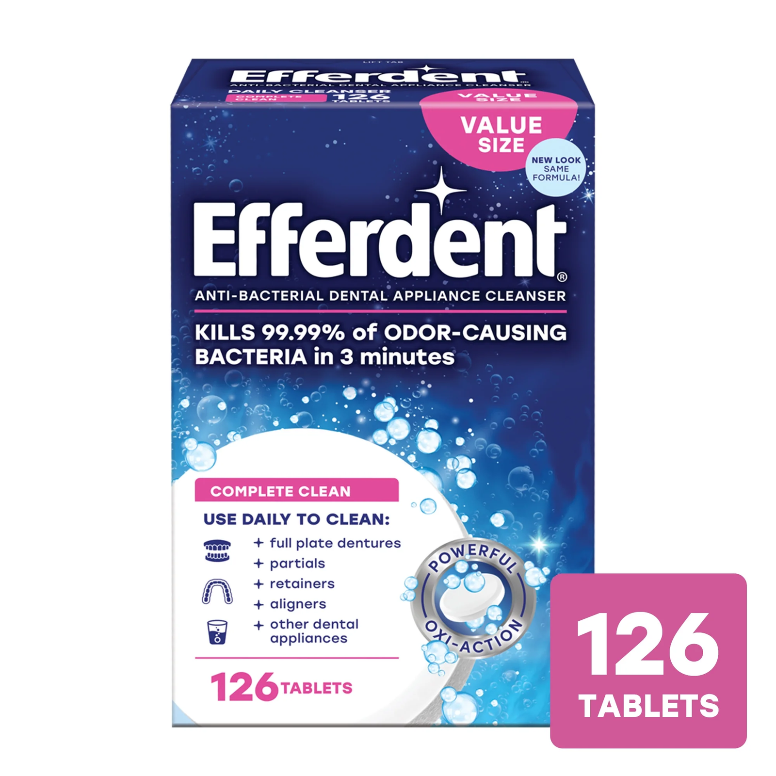 Retainer & Denture Cleaner Tablets, Complete Clean, 126 Count