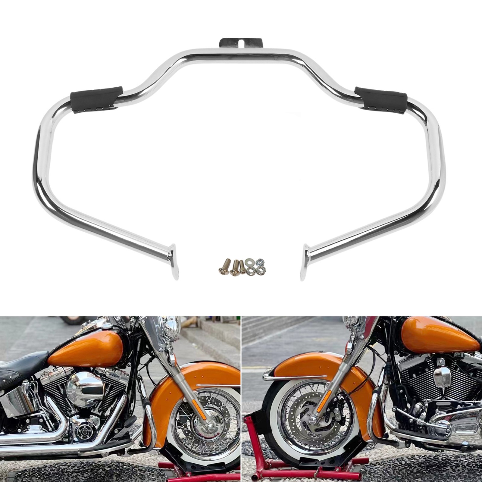 Chrome Engine Guard Crash Bar For Harley Heritage Softail Fat Boy FLST 2000-2017