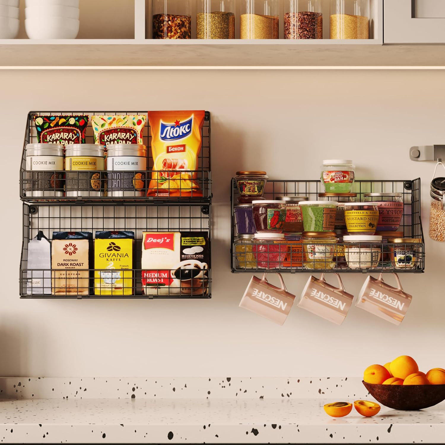 3-Tier Stackable Detachable Snack Organizer (Large Size), Countertop Display/Wal