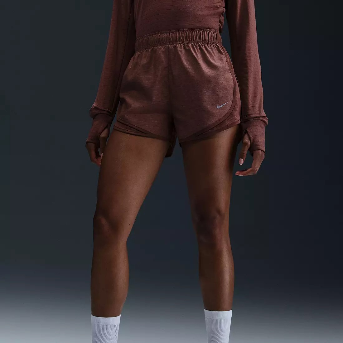 Nike Women's Brown Tempo Brief-Lined 3" Running Shorts XS 53 % Off MSRP NWT