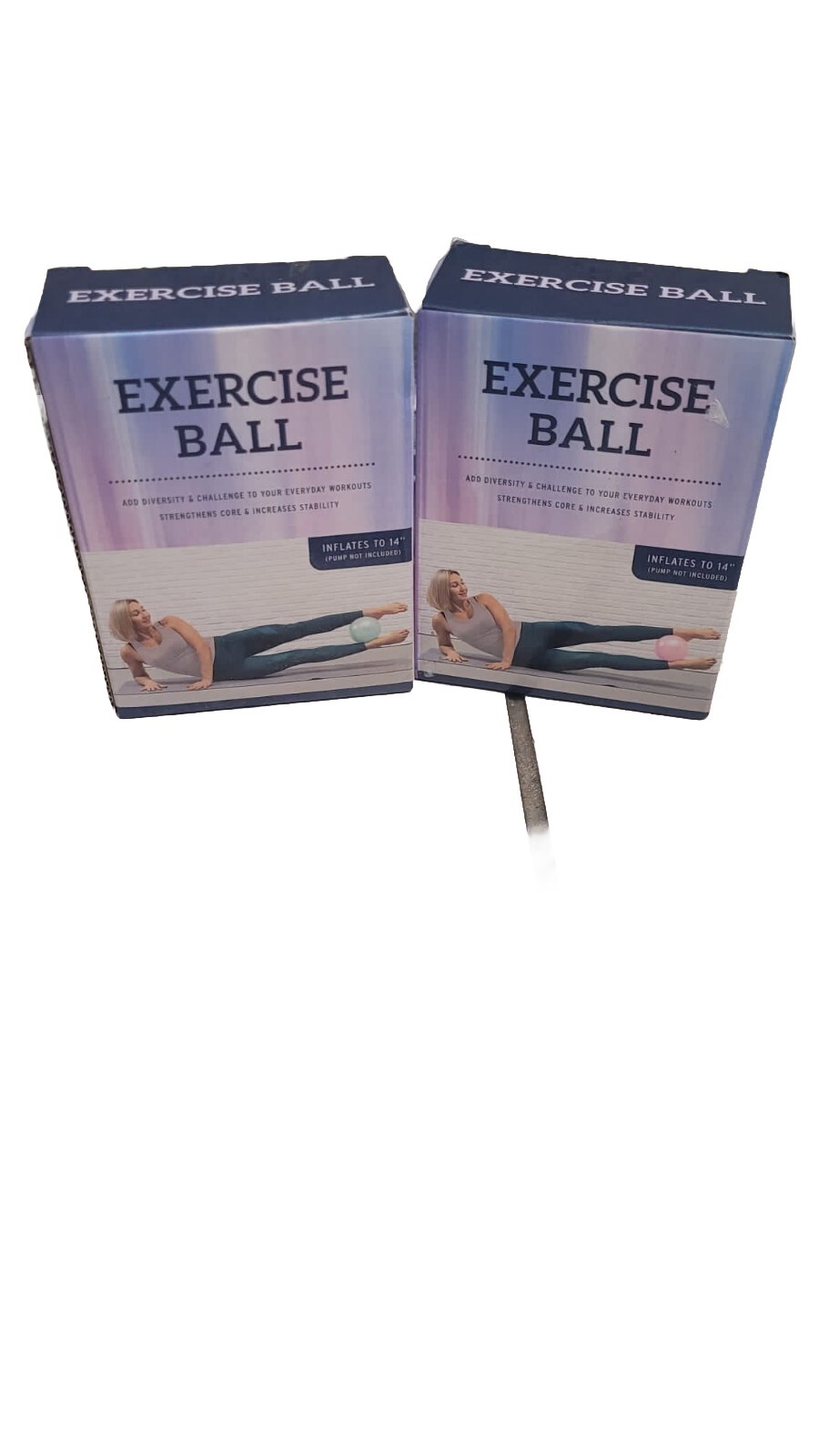 Inflatable Mini Exercise Yoga Fitness Ball Inflates to 14". New In Box. Pack 2