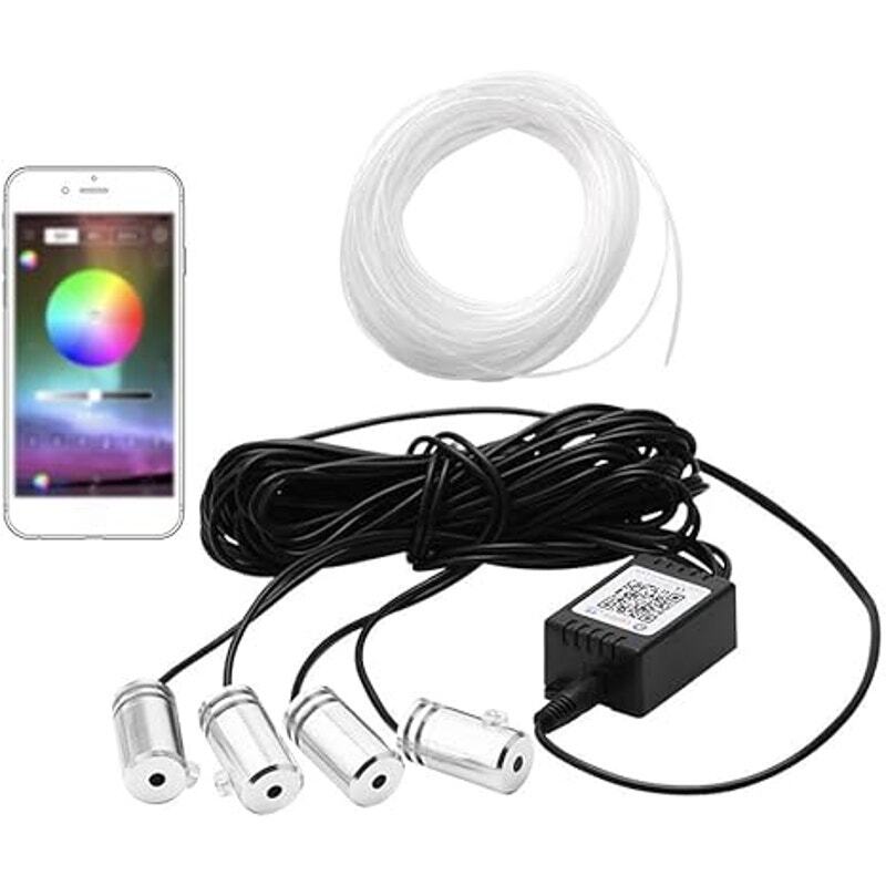 CAR LED INTERIOR STRIP LIGHTS RGB 4 IN 1 CHANGE WITH THE MUSIC 236" FIBER OPTIC